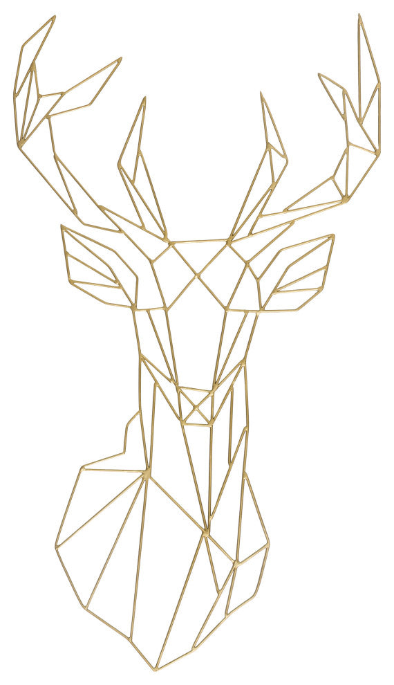 Wrought Iron Deer Gold Head Sculpture
