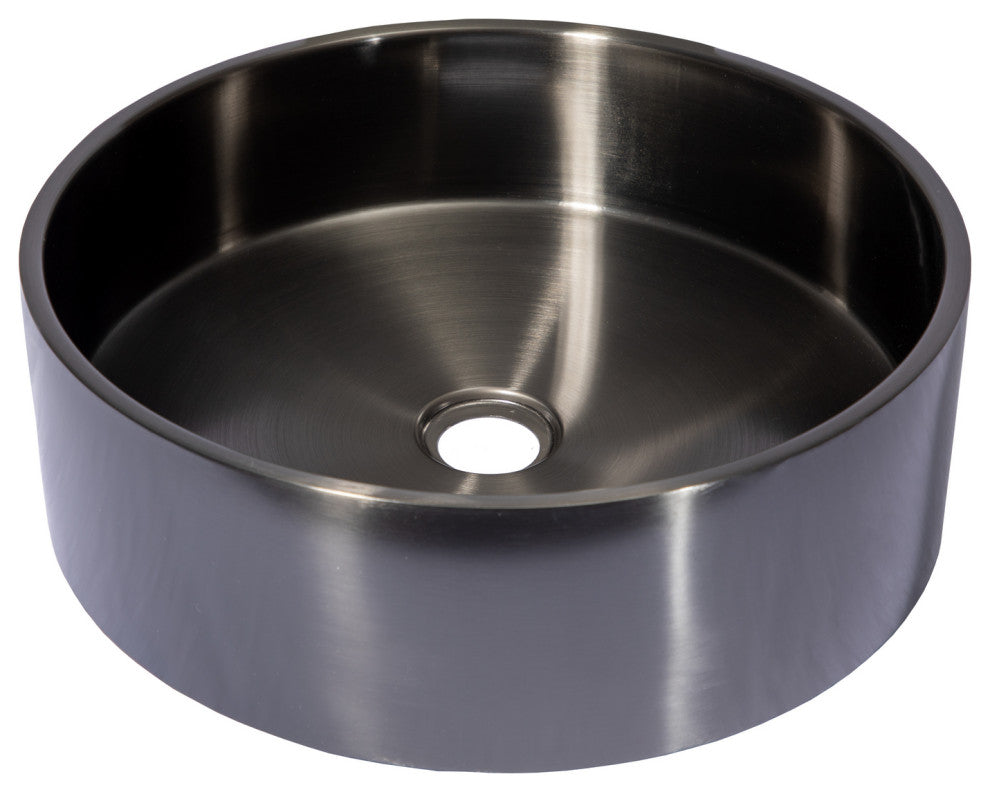 Eden Bath EB_SS003BK Round 15.75-in Stainless  Vessel Sink + Rim Black + Drain