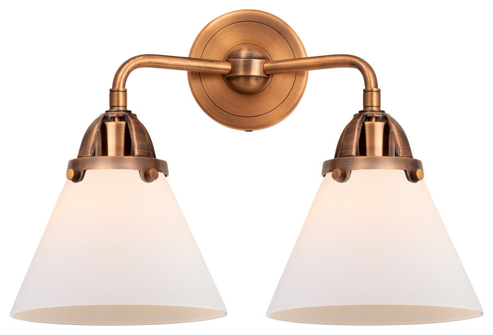 Large Cone Bath Vanity Light, Antique Copper, Matte White, Matte White