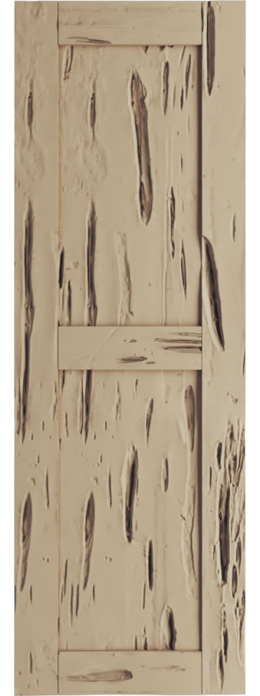 Rustic Two Equal Panel Flat Panel Pecky Cypress Faux Wood Shutters (Per Pair)