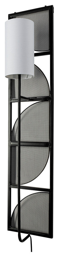 Navin Black Metal Frame With White Shade Rectangular Wall Sconce, 47" x 10"