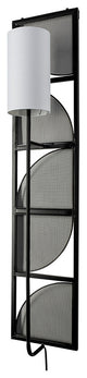 Navin Black Metal Frame With White Shade Rectangular Wall Sconce, 47" x 10"