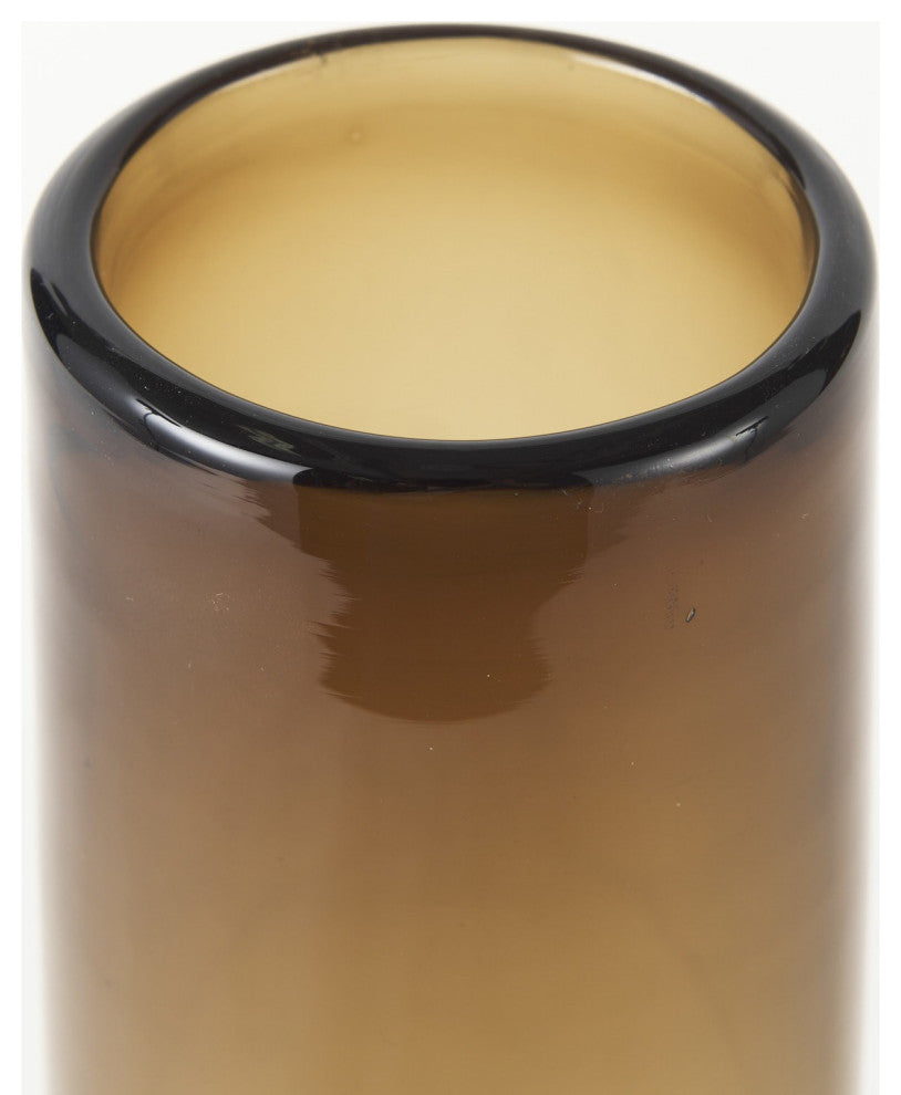 12" Vintage Look Ombre Brown Glass Vase
