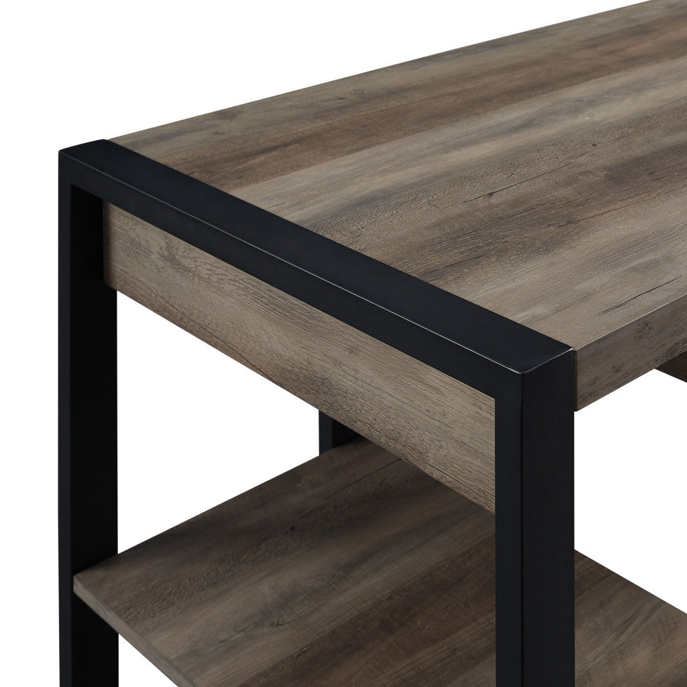 60" Wood Computer Desk, Gray Wash