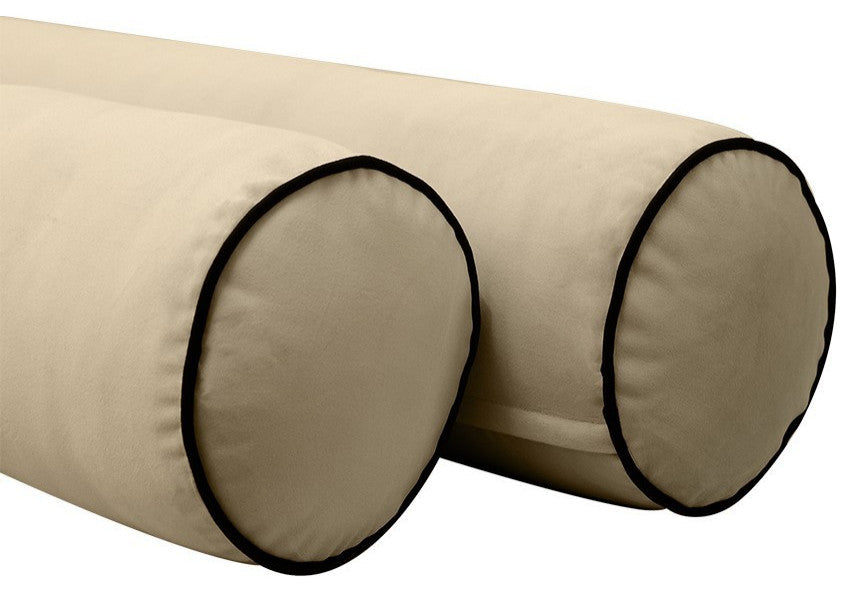 STYLE V6 Full Velvet ContrastPipe Indoor Daybed Bolster Pillow |COVER ONLY|AD304