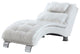 Benzara BM156094 Exuberant White Chaise With Sturdy Chrome Legs