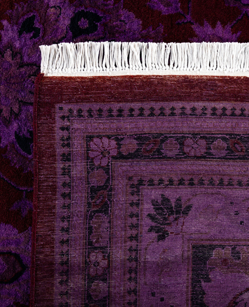 Overdyed One-of-a-Kind Hand-Knotted Area Rug Purple, 8' 1" x 10' 3"