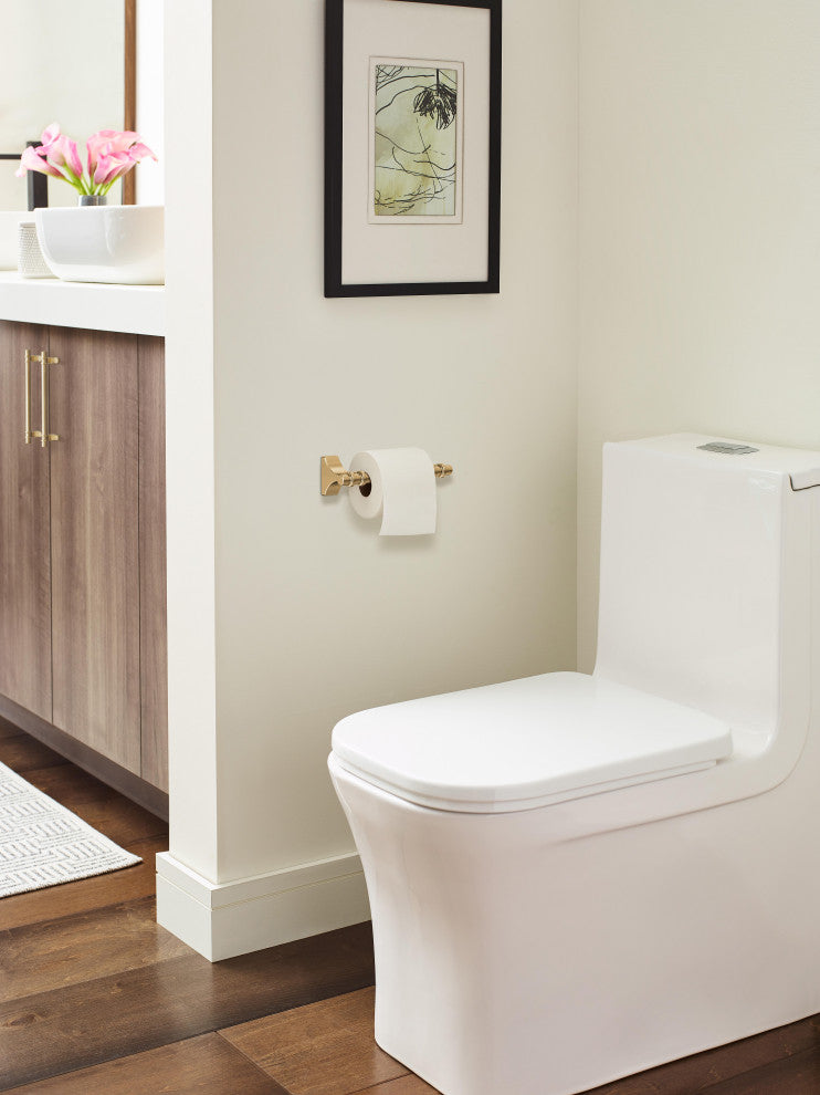Amerock Davenport Transitional Pivoting Double Post Toilet Paper Holder, Champag