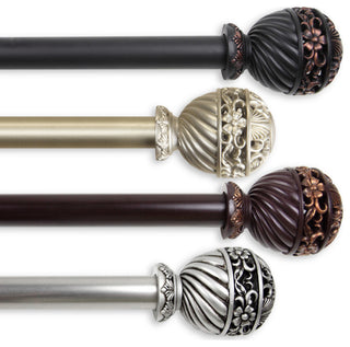Stefan 1" Curtain Rod, Black, 160-240"