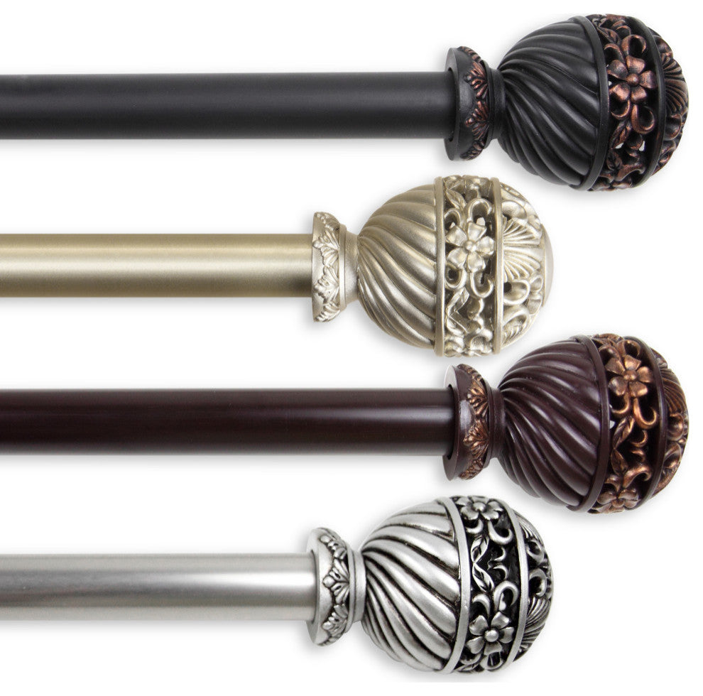 Stefan 1" Curtain Rod, Black, 160-240"
