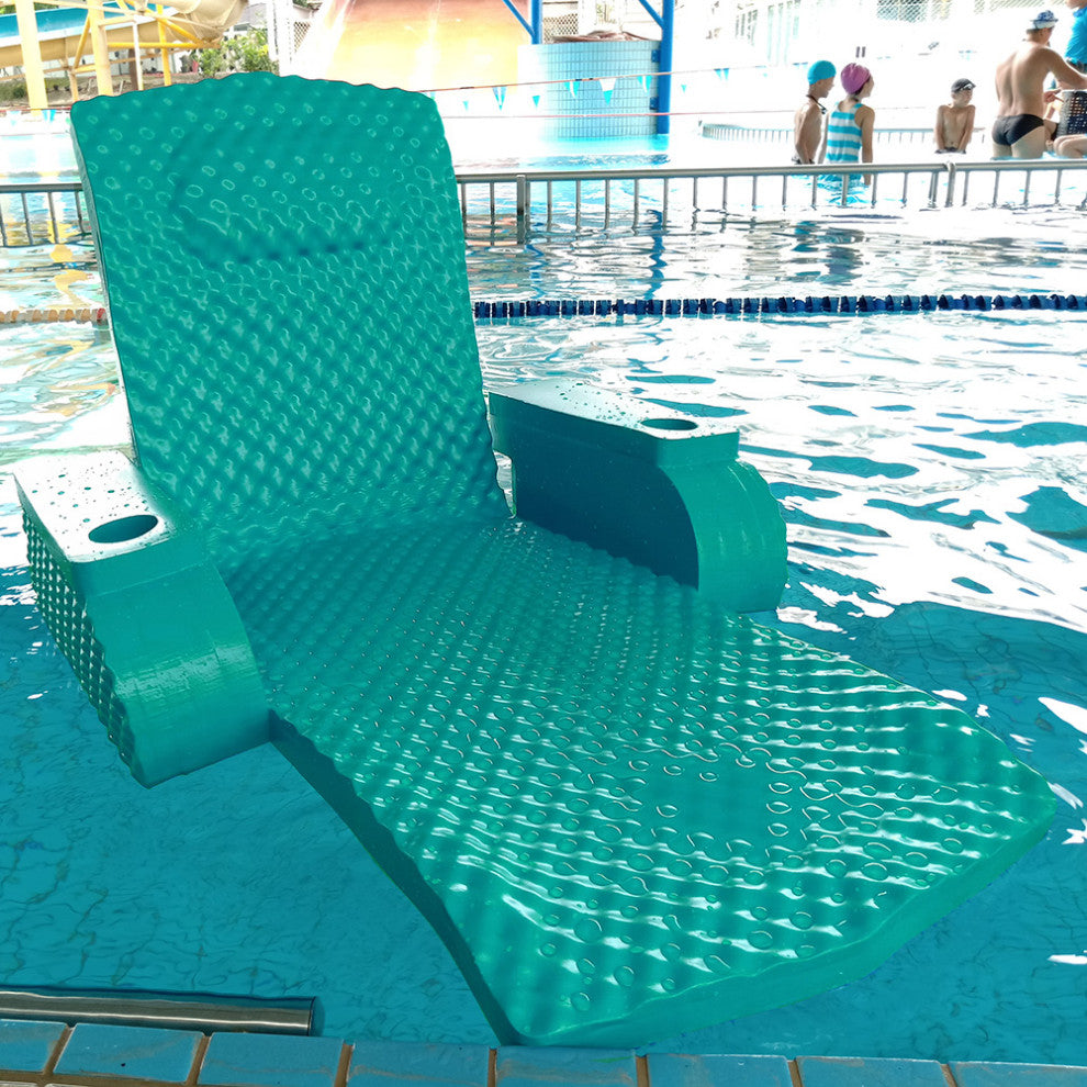 Aqua Floating Pool Lounge Chair with Armrests & Cup Holders "“ Thick Foam Reclin
