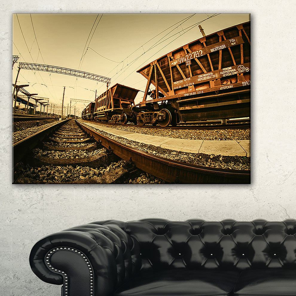 "Railway Tracks in Ukraine" Landscape Canvas Photo Print, 32"x16"