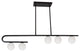 5 Light Halogen Matte Black Horizontal Pendant w/ White Glass