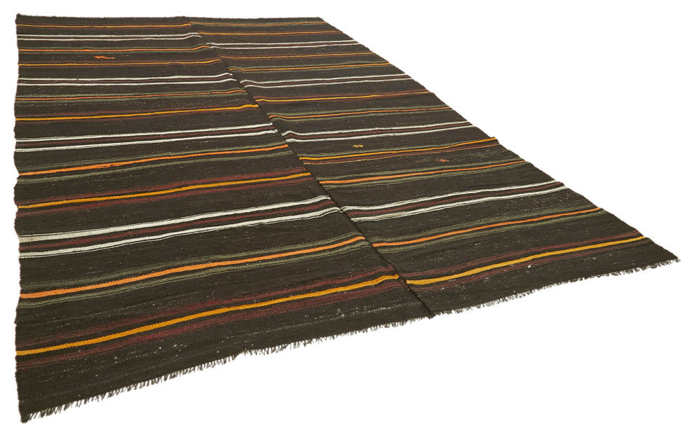 Rug N Carpet - Handmade Anatolian 7' 10'' x 12' 4'' Vintage Goat Hair Kilim Rug