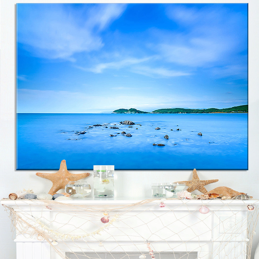 "Baratti Bay Small Rocks in Blue Sea" Seashore Wall Art, 40"x30"