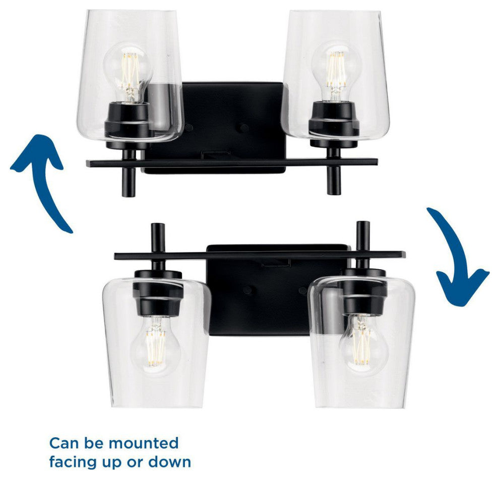 Calais 14.62" 2-Light Matte Black Vanity Light