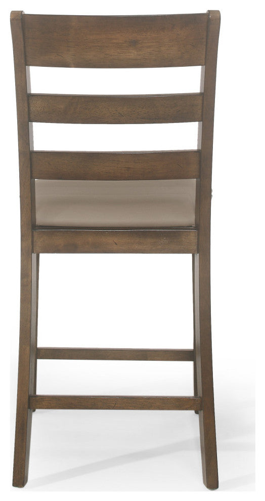 Boughton Farmhouse Upholstered Wood Counter Stools, Set of 2, Antique Brown