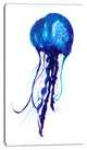 Dark Blue Jellyfish Watercolor, Animal Canvas Art Print, 16"x32"