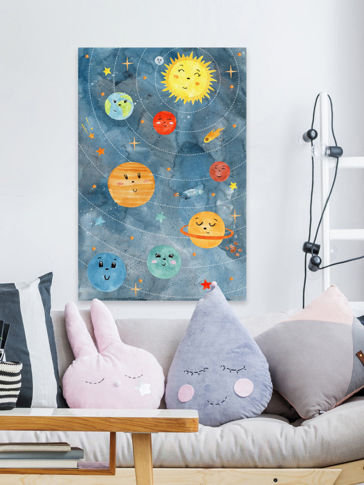 "Planets in Orbit" Painting Print on Wrapped Canvas, 24x36