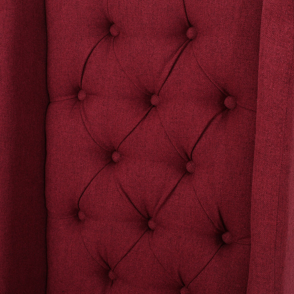 GDF Studio Blaine Tufted Wing Back Dining Chairs, Set of 2, Deep Red, Fabric