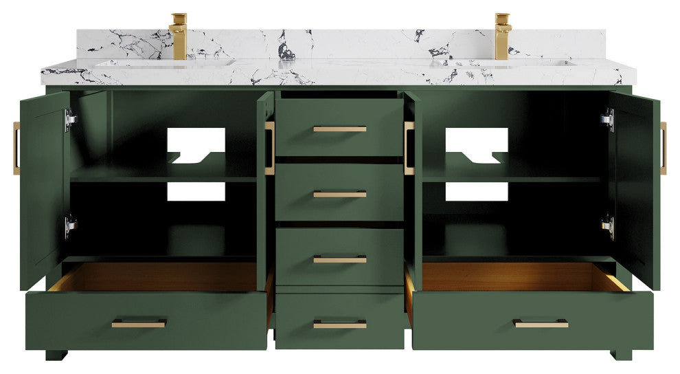 Malibu 72 Double Sink Bath Vanity in Lafayette Green 2" Viola Night