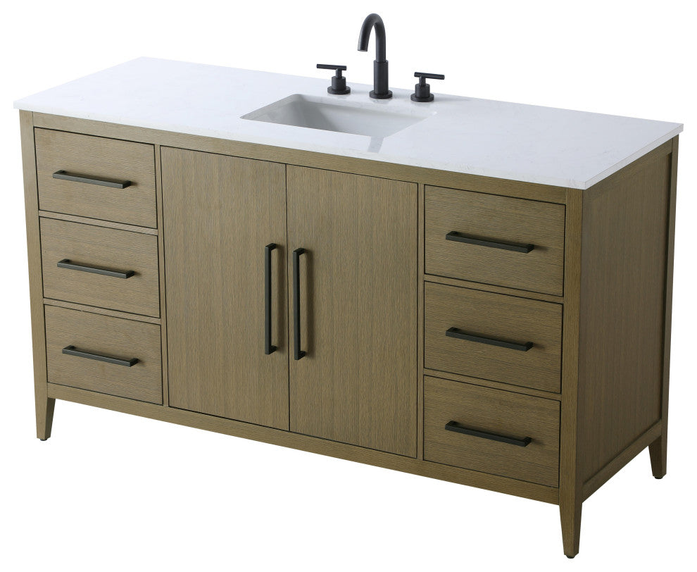 Home Living 60" Single Bathroom Vanity, Chestnut Brown