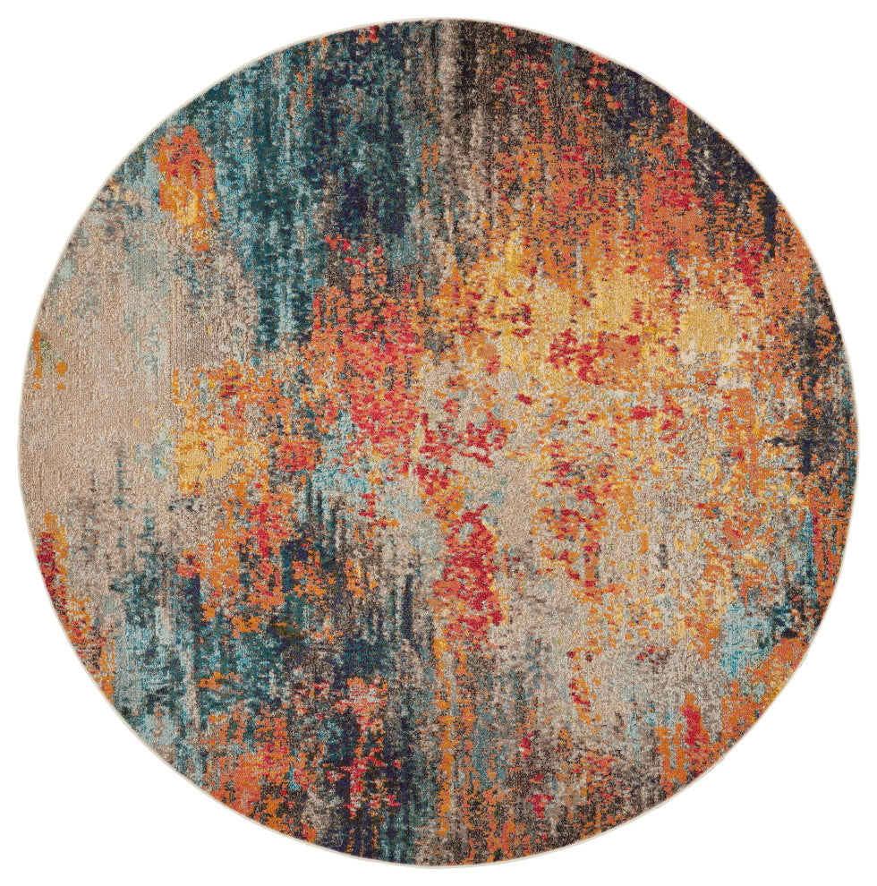 Nourison Celestial 7'10" Round Multicolor Modern Indoor Area Rug