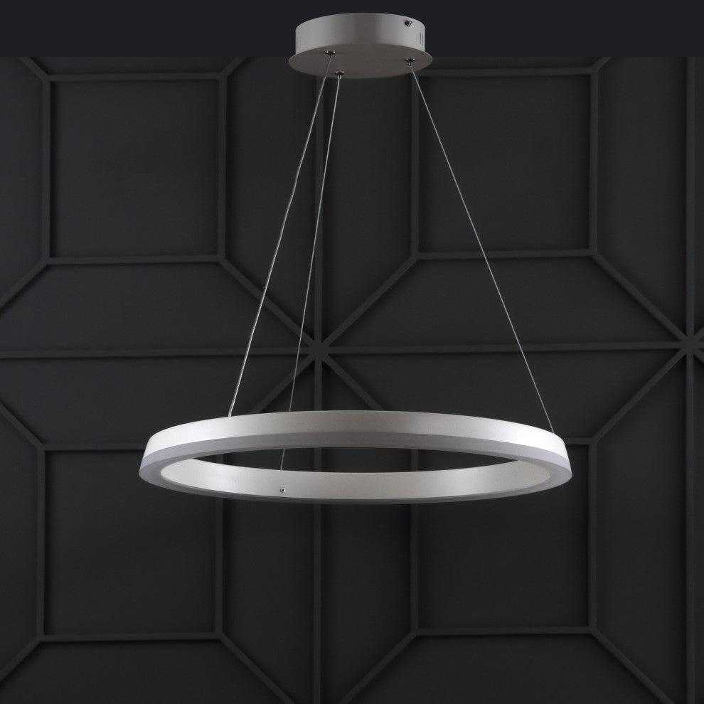 Baxter 1-Light Aluminum Integrated LED Hoop Pendant, Matte White