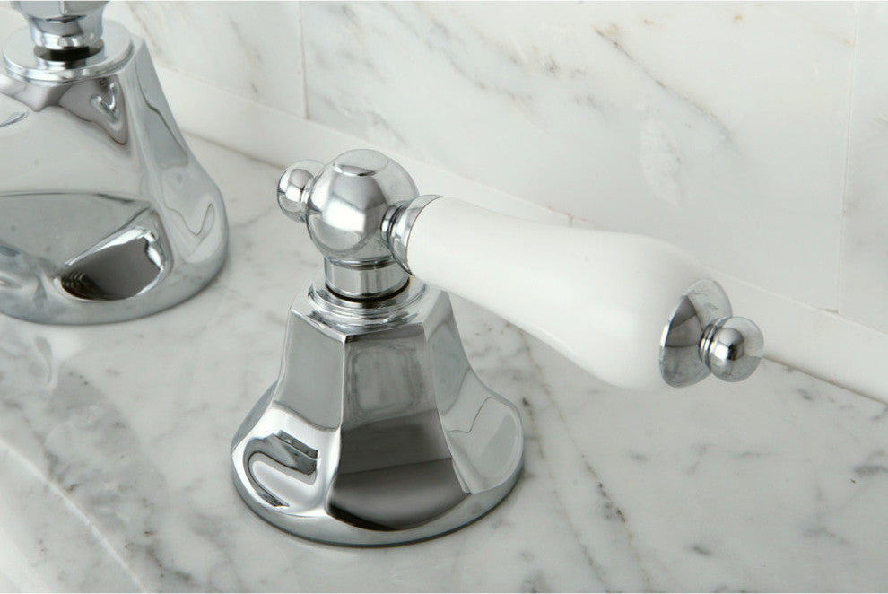 Kingston Brass Widespread Bathroom Faucet With Brass Pop-Up, Polished Chrome