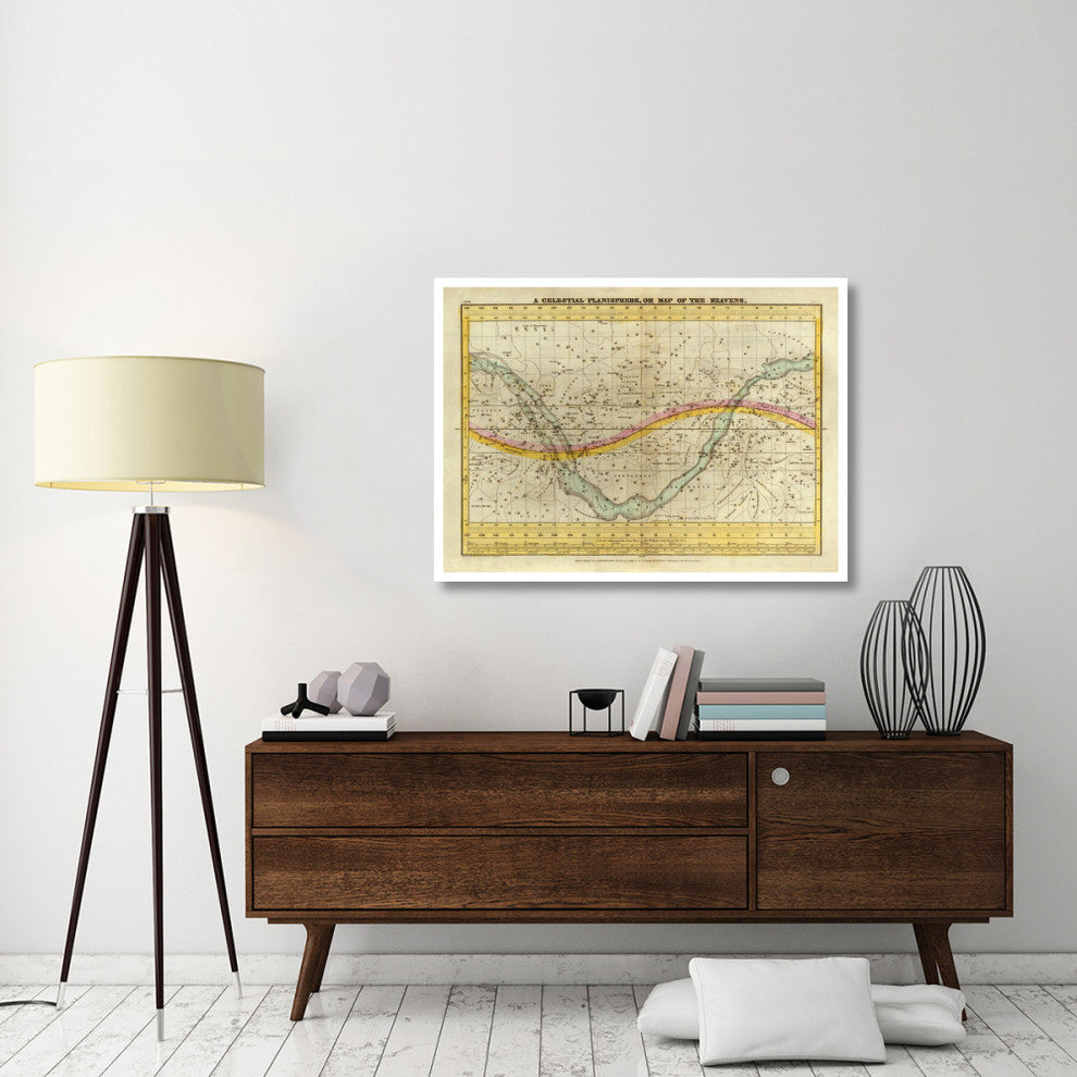 "A Celestial Planisphere, or Map of the Heavens, 1835" Paper Art, 46"x34"