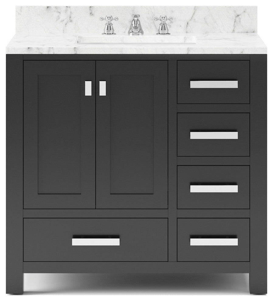 36" Wide Dark Espresso Single Sink Bathroom Vanity, Faucet Included