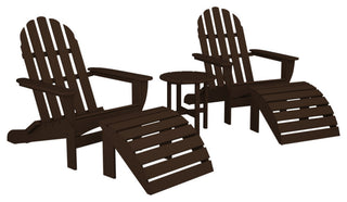 Polywood Classic Oversized Curveback Adirondack 5-Piece Casual Set, Mahogany