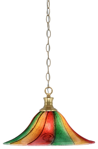 Chain 1-Light Chain Hung Pendant, New Age Brass/Mardi Gras