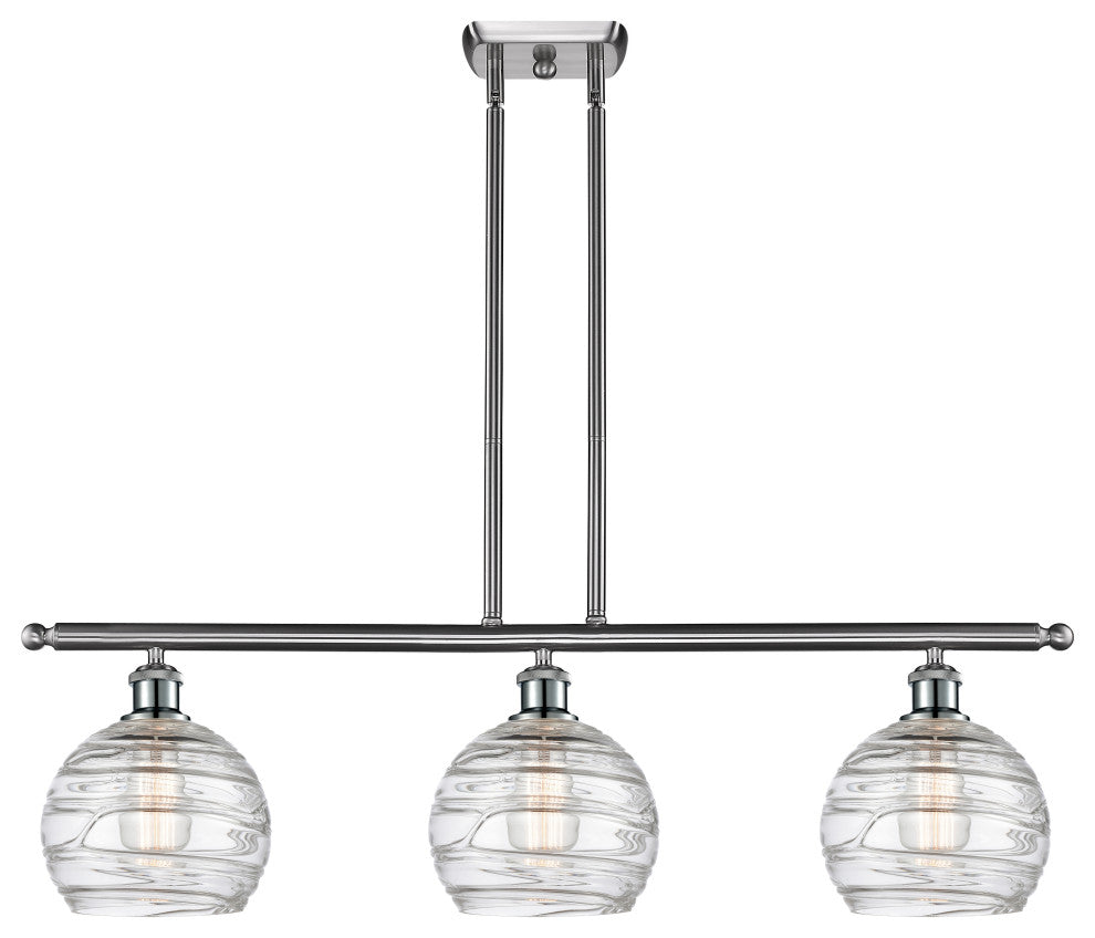 Deco Swirl 3-Light Island-Light, Brushed Satin Nickel, Clear