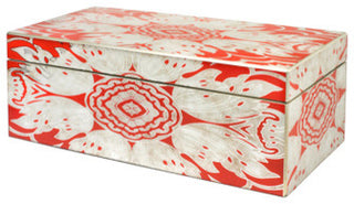 Large Reverse Painted Mirror Box in Tomato