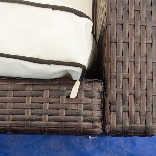 3 Piece Pation Wicket Set Outdoor Furniture Rattan Sofa Set With Cream Finish