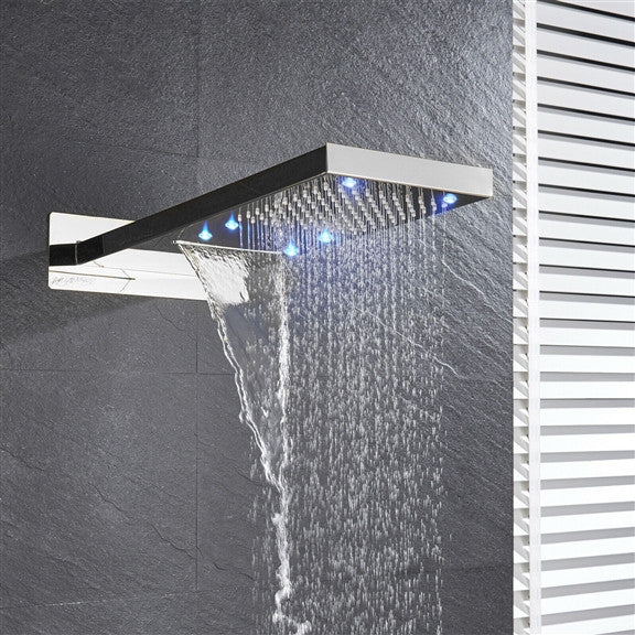 Ardea 22" Chrome Digital Rainfall Shower System, Square Handheld Shower, LED