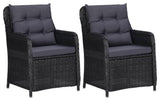 vidaXL Patio Chairs 2 pcs with Cushions Poly Rattan Black