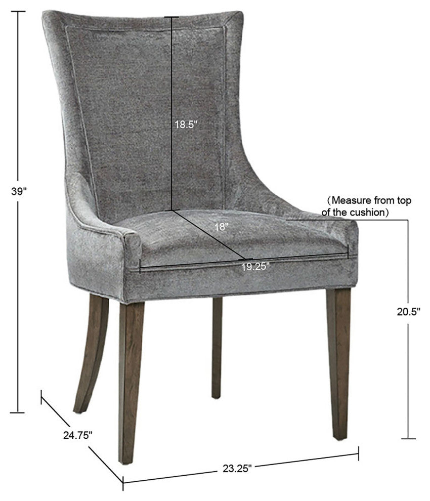 Madison Park Signature Ultra All-Over Welting, Dark Gray, Dining Chairs, Set of 2