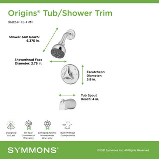 Origins Single Handle Tub & Shower Faucet Trim - 1.5 GPM (Valve Not Included)