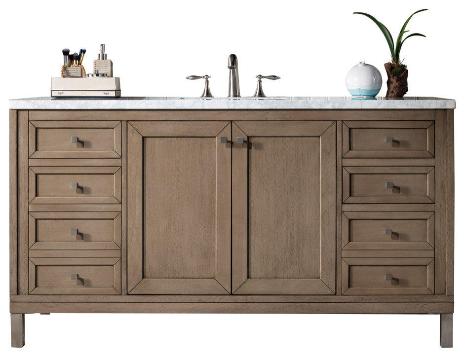 James Martin 305-V60S-WWW-3AF 60 Inch Single Vanity with Solid Surface Top