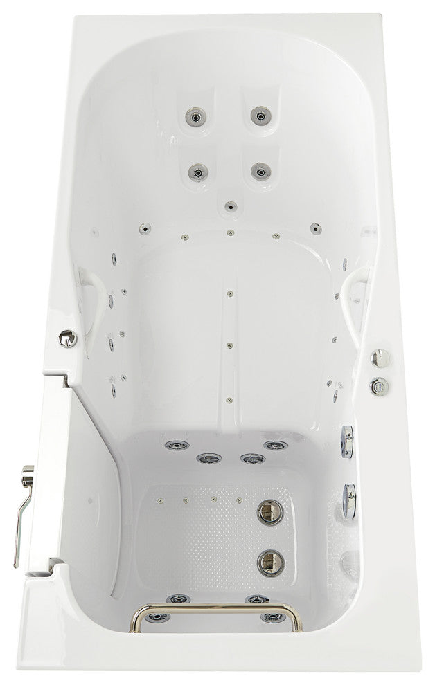 Ella Shak 36"x72" Air + Hydro + Foot Massage Walk-In tub, Outward Door, 2 Drains, No Faucet, Left Drain Heated Seat