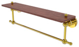 Astor Place 22" Solid Wood Shelf with Towel Bar, Polished Brass