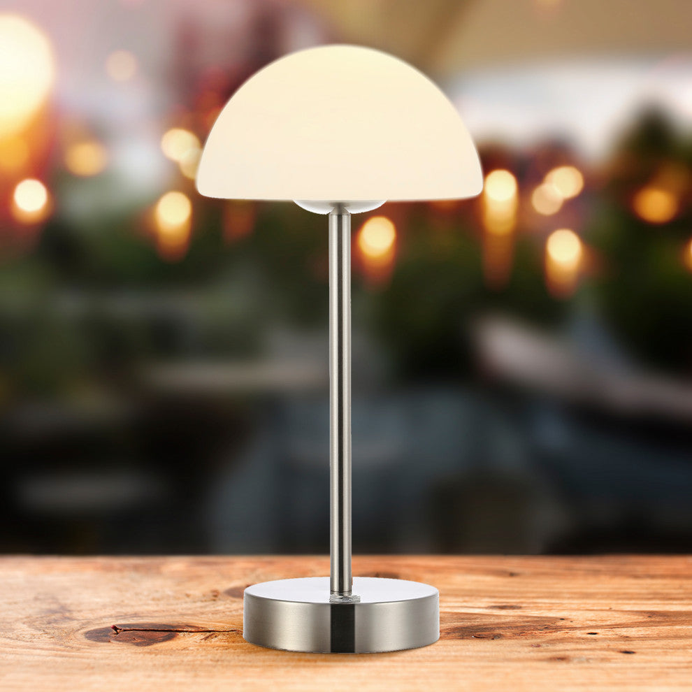 12.5" Modern Minimalist Iron Rechargeable Integrated LED Table Lamp, Nickel