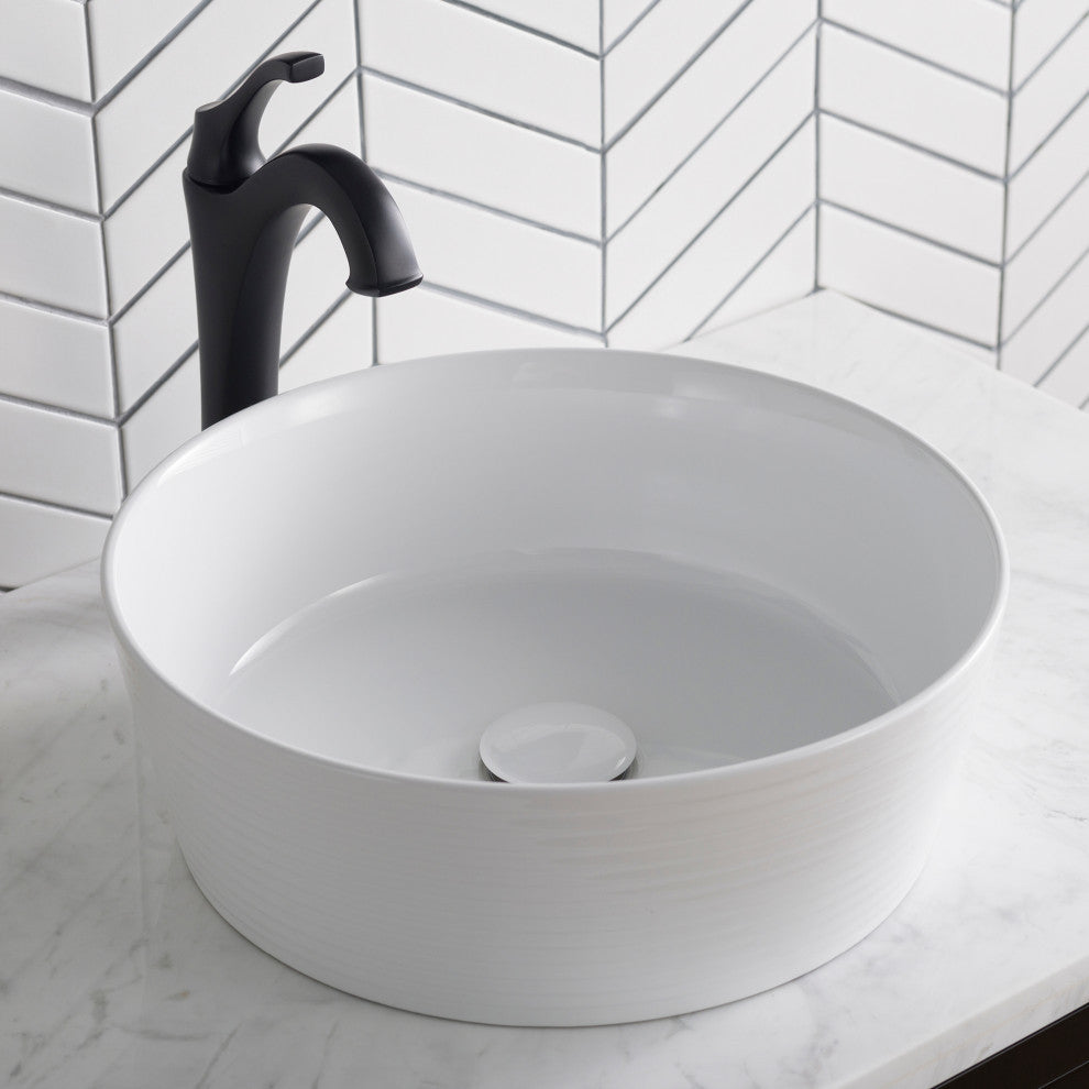 Viva Ceramic Round Vessel Bathroom Sink, White