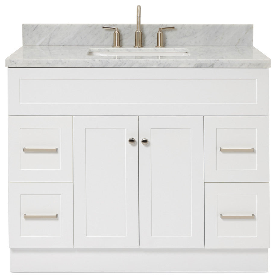 Ariel Hamlet 43" Rectangle Sink Bath Vanity, 1.5" Carrara Marble