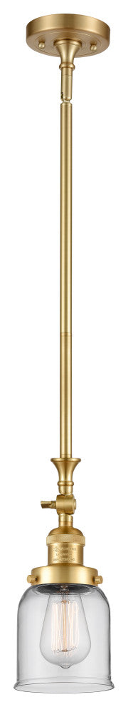 Small Bell 1 Light Mini Pendant, Satin Gold, Clear
