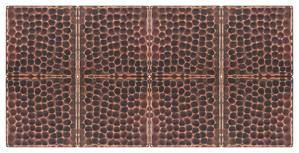 Hammered Copper Tile, 3"x3", Set of 8
