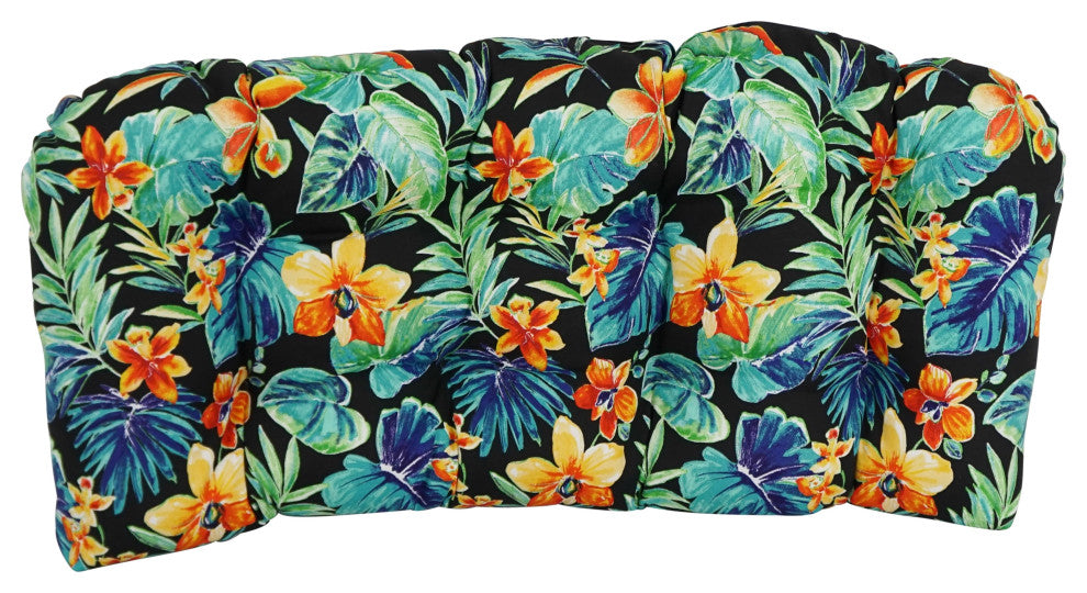 42"X19" U-Shaped Patterned Tufted Settee/Bench Cushion, Beachcrest Caviar