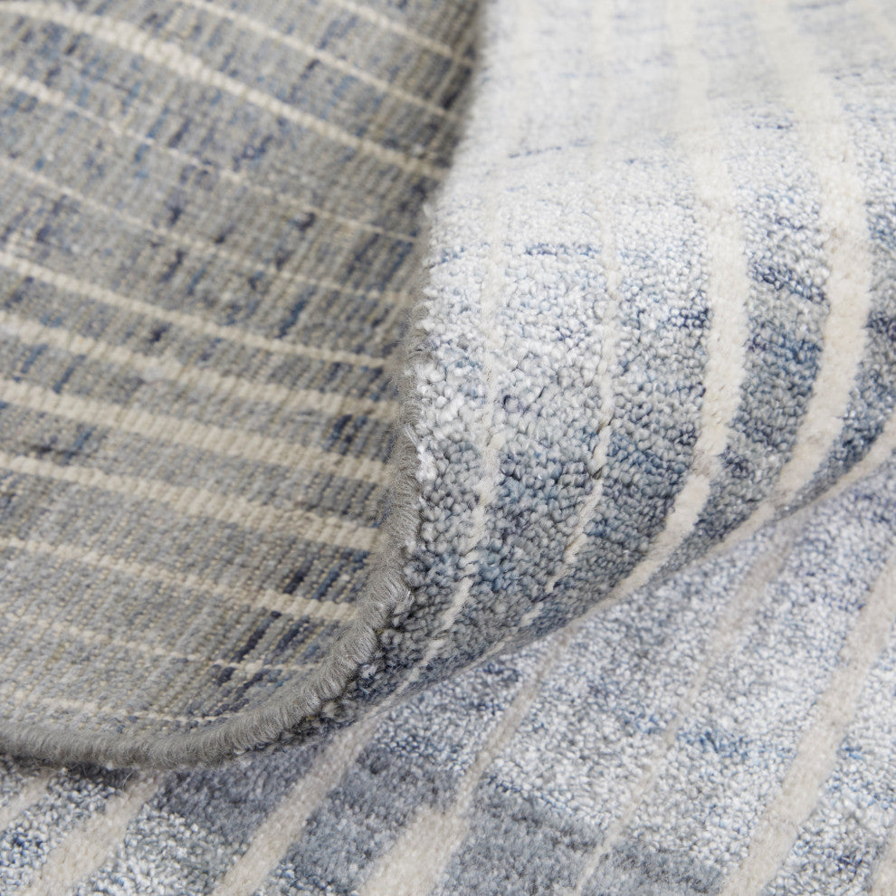 Kinton Modern Abstract, Blue/Ivory/Gray, 5'x8' Area Rug